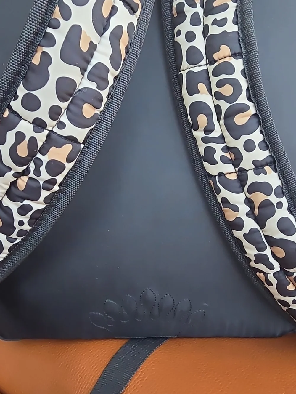 JUICY COUTURE Large Leopard Print Quilted Backpack With Gold Sequin Logo